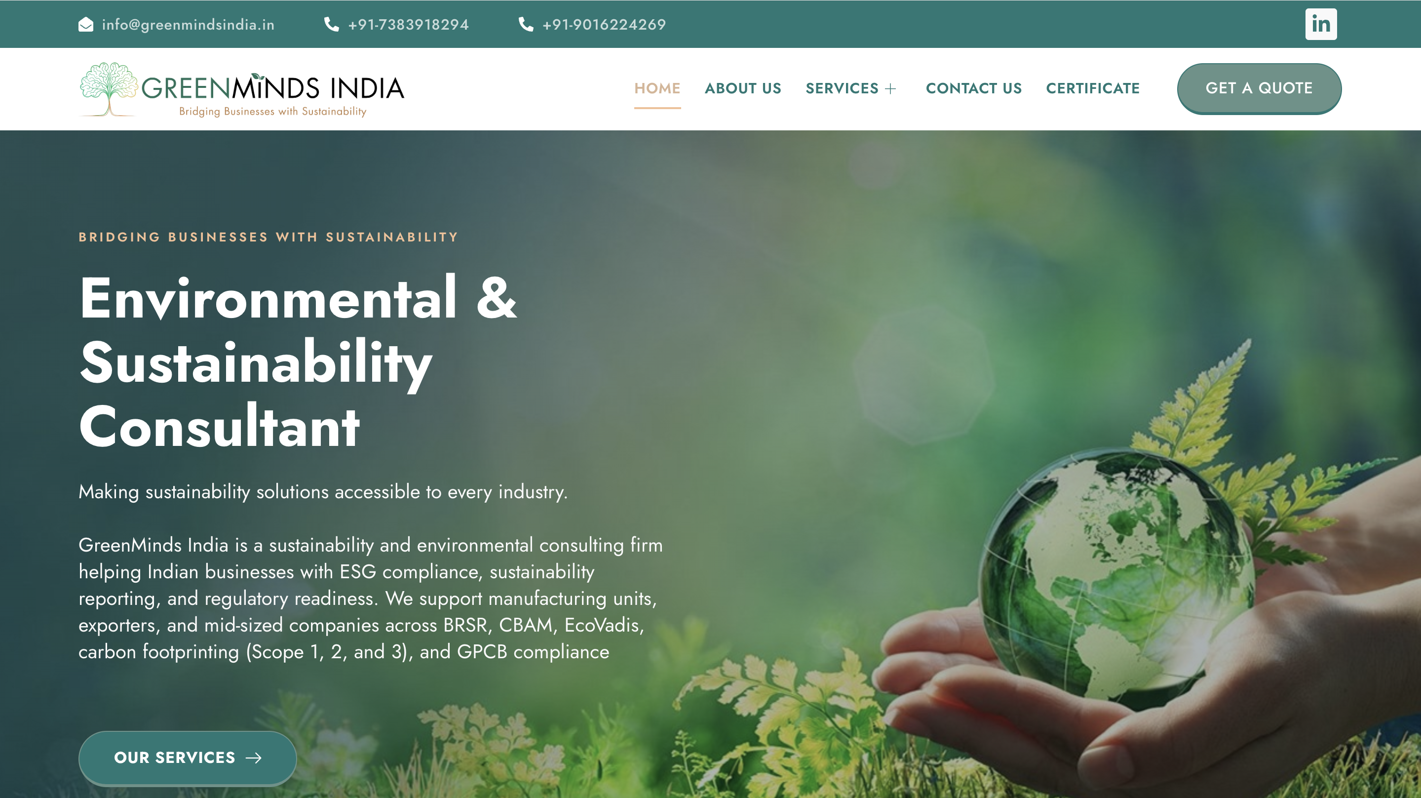 Green Minds India – Corporate Website Development
